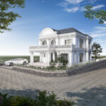 クラシカルな邸宅の外観パース