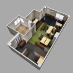 実際の空間をイメージしやすい事務所内観パース