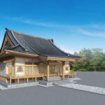 伝統美を再現したお寺の外観パース