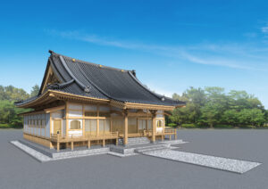伝統美を再現したお寺の外観パース